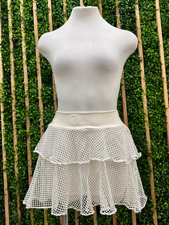 Mesh Coverup Ruffled Skirt
