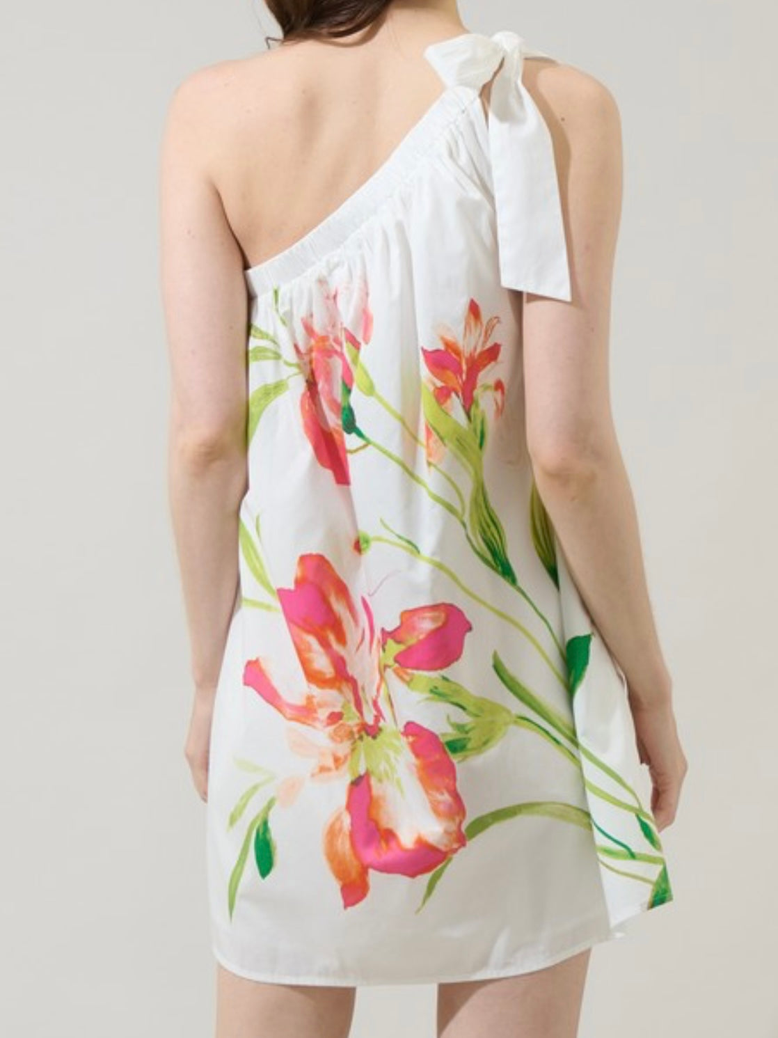 Beautiful Floral Print One Shoulder Short Dres