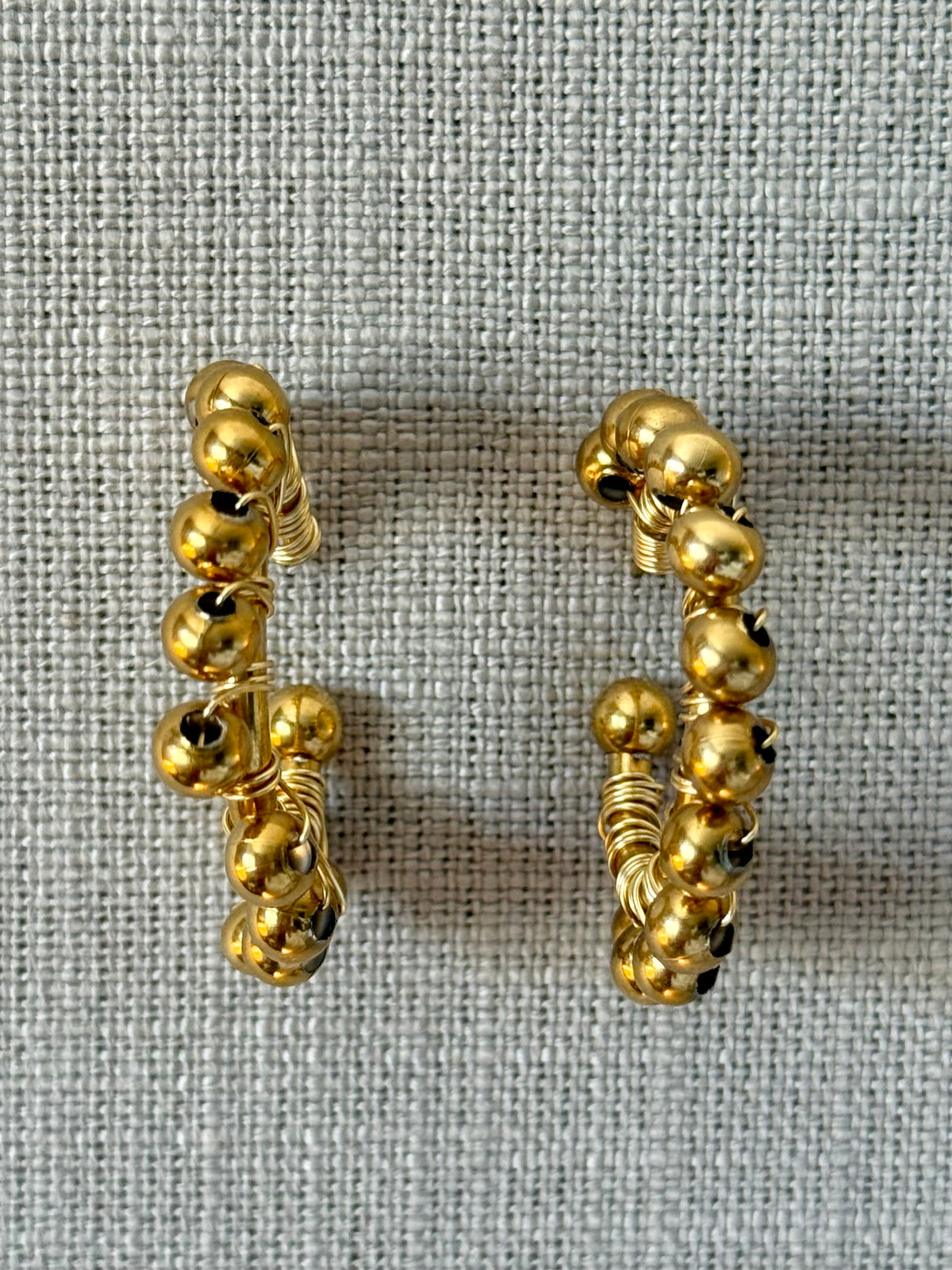 Multi Bead Stainless Steel Hoop Earrings