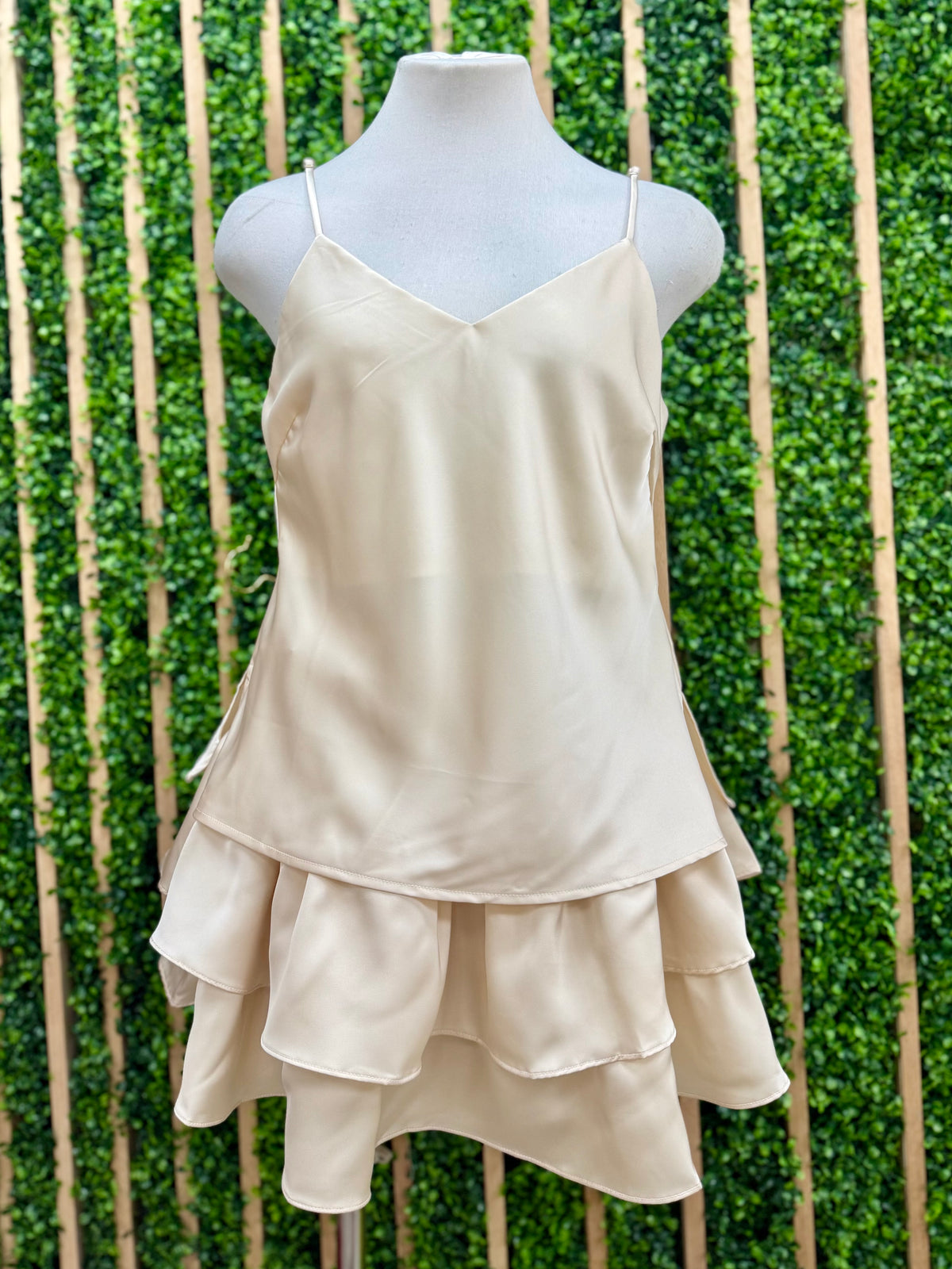 Smocked Waist Tiered Satin Skirt