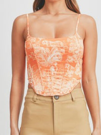 Orange Swirl Strapless Top