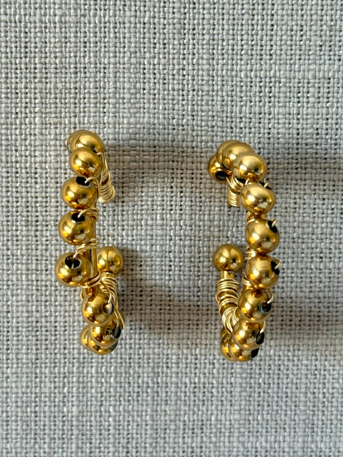 Multi Bead Stainless Steel Hoop Earrings