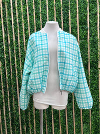 Pastel Plaid Bomber Jacket