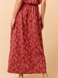 Terracotta Floral Gold floral Detail Midi Skirt
