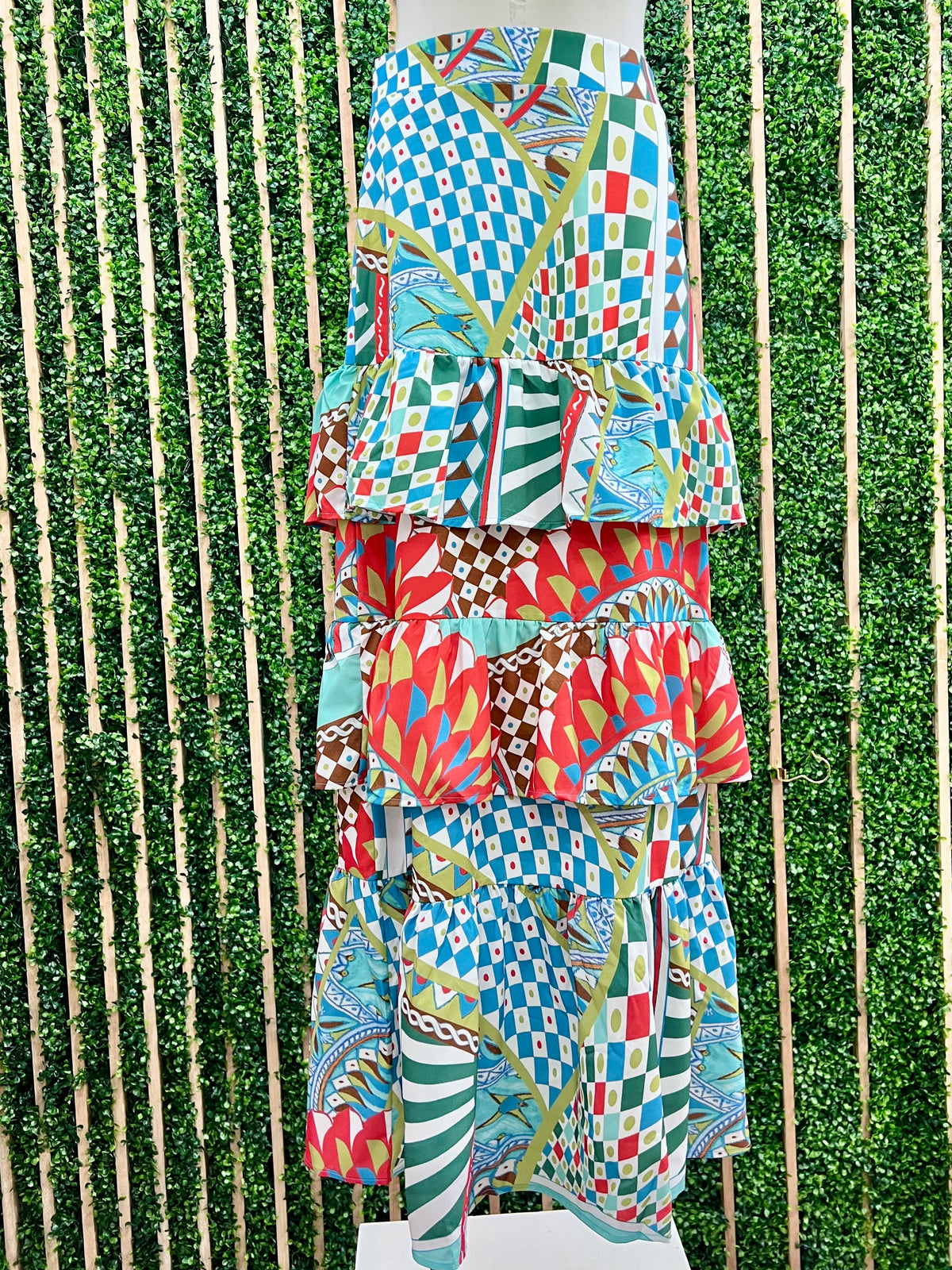 Multi Print Tiered Floral Maxi Skirt