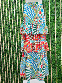 Multi Print Tiered Floral Maxi Skirt