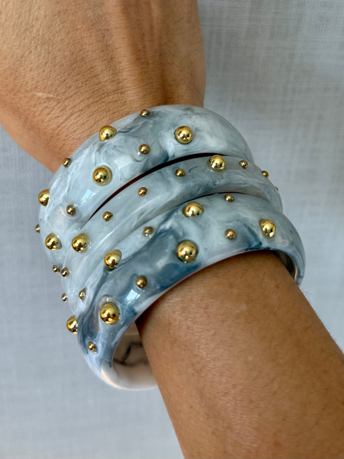 Acrylic Marble Studded Bracelet Set