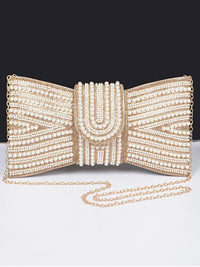 Rhinestone Pearl Bow Clutch