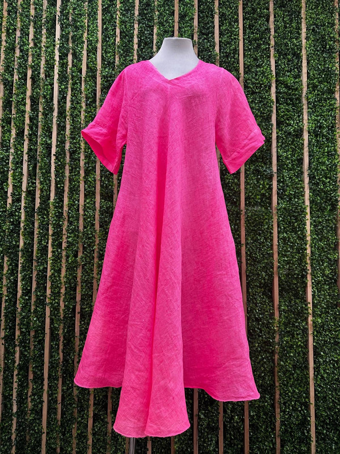 Fluorescent Short Sleeve Midi Dress