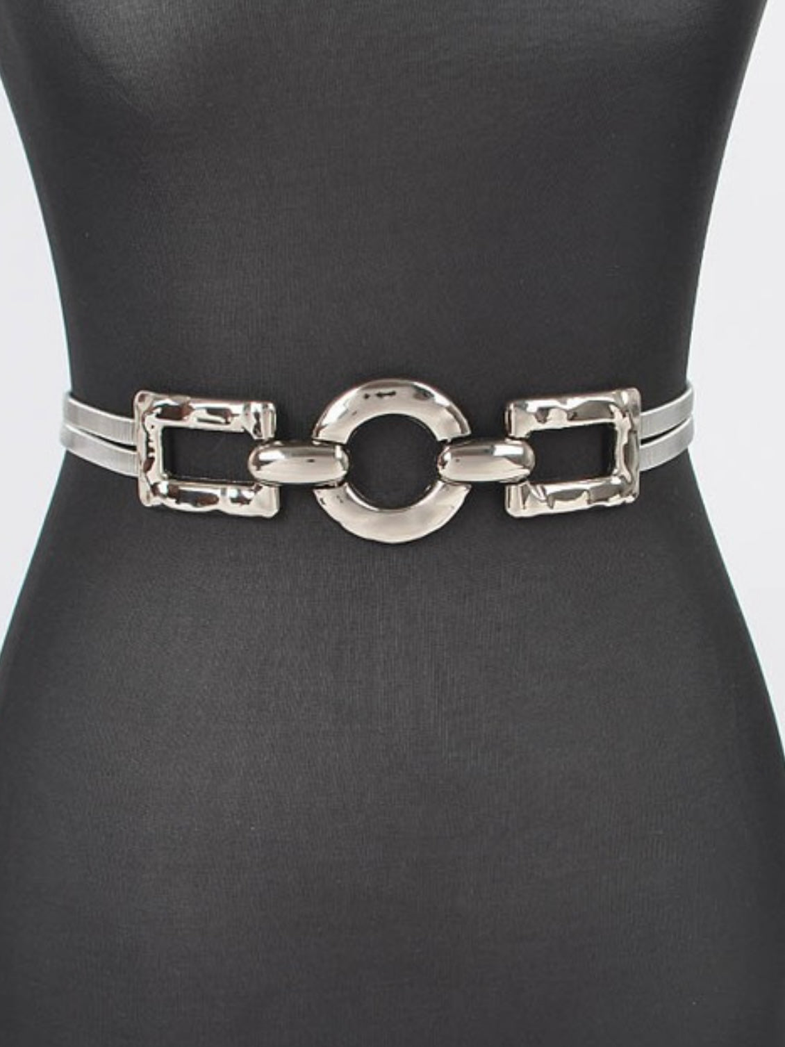 Hammered Buckle Metal Stretch belt
