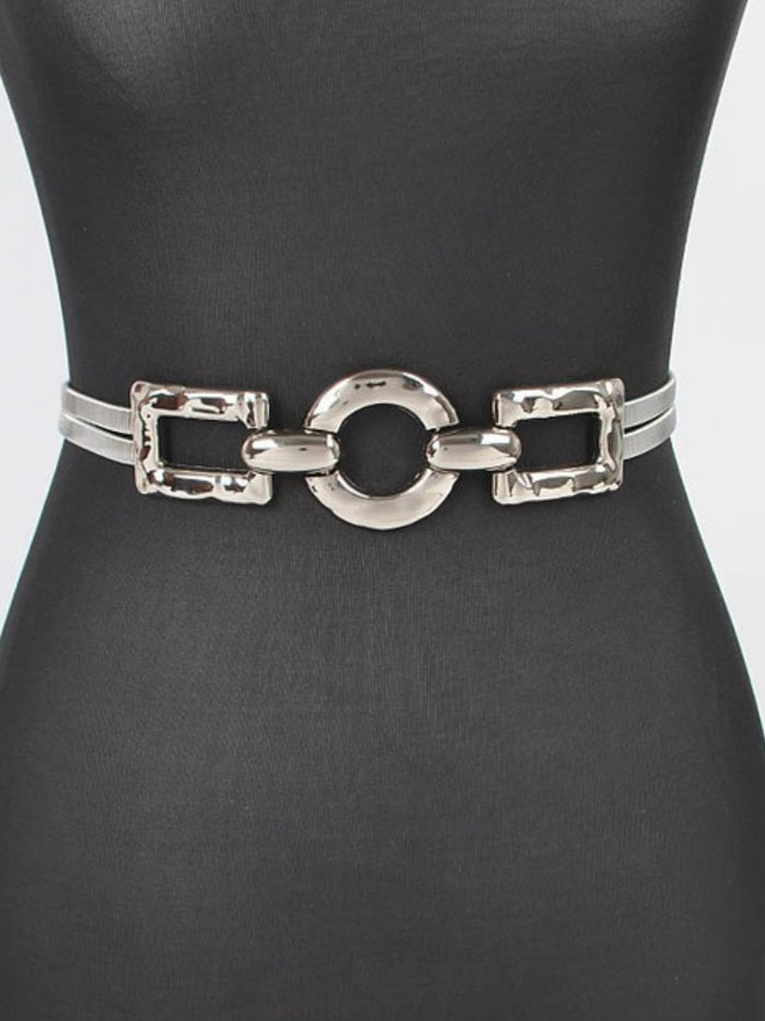Hammered Buckle Metal Stretch belt