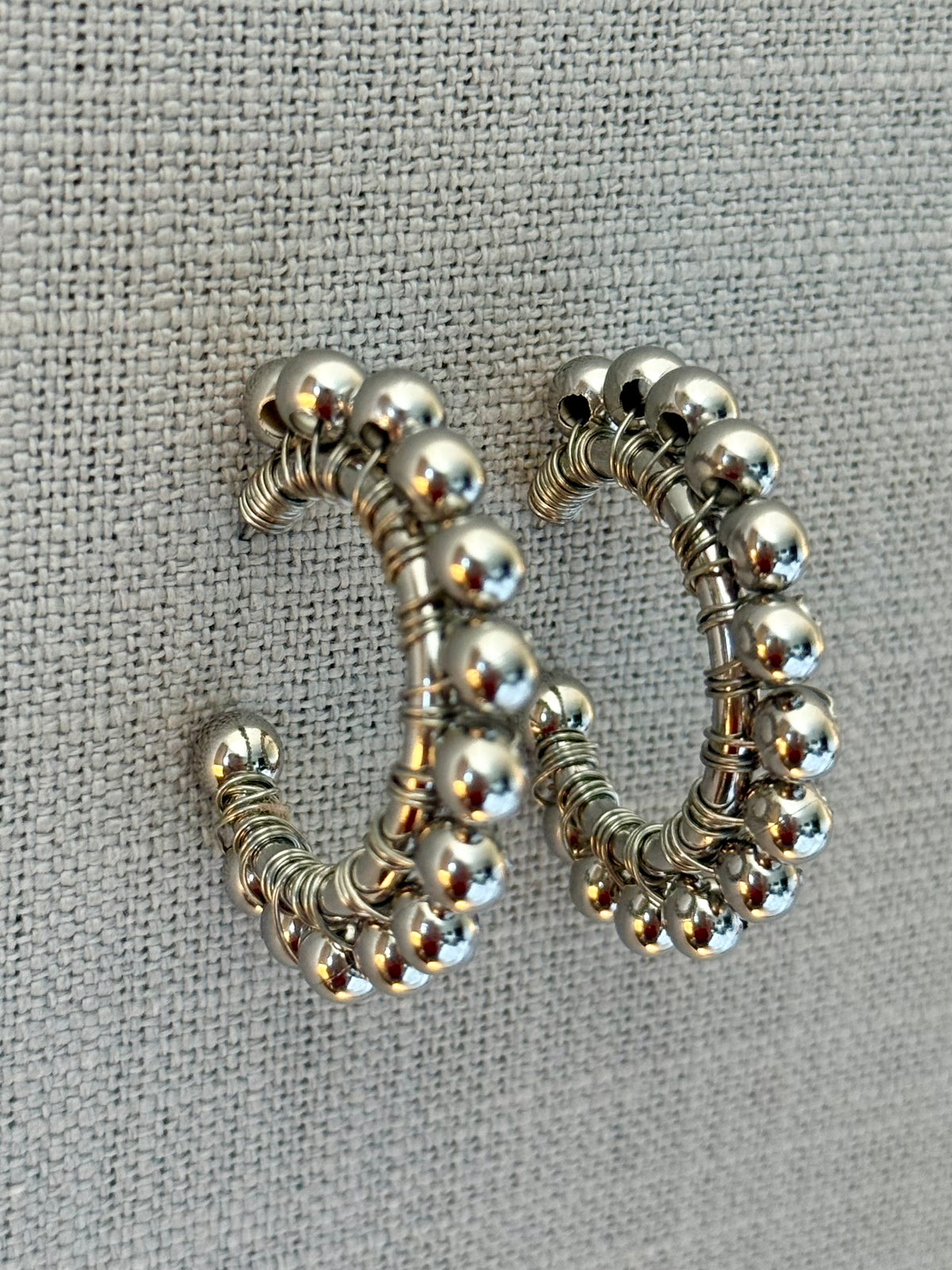 Multi Bead Stainless Steel Hoop Earrings
