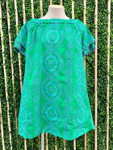 Rhinestone Detail Feather Trim Shirt Dress