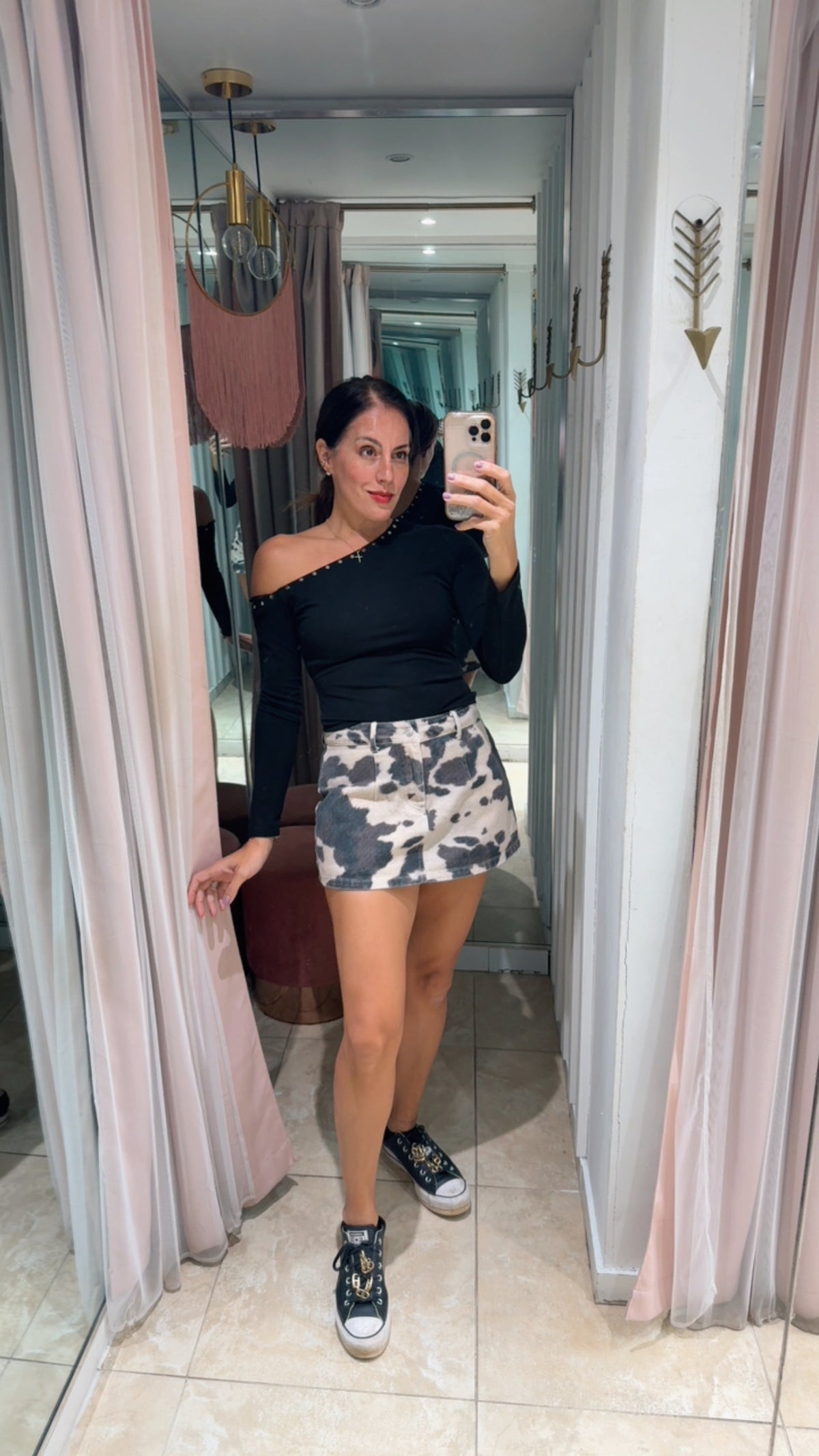 Ivory Black Cow Mini Skort