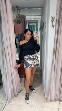 Ivory Black Cow Mini Skort