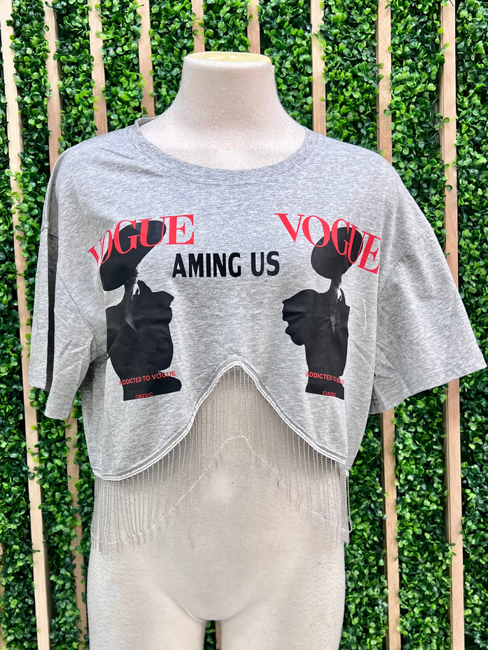Vogue Chain Detail Crop Tee