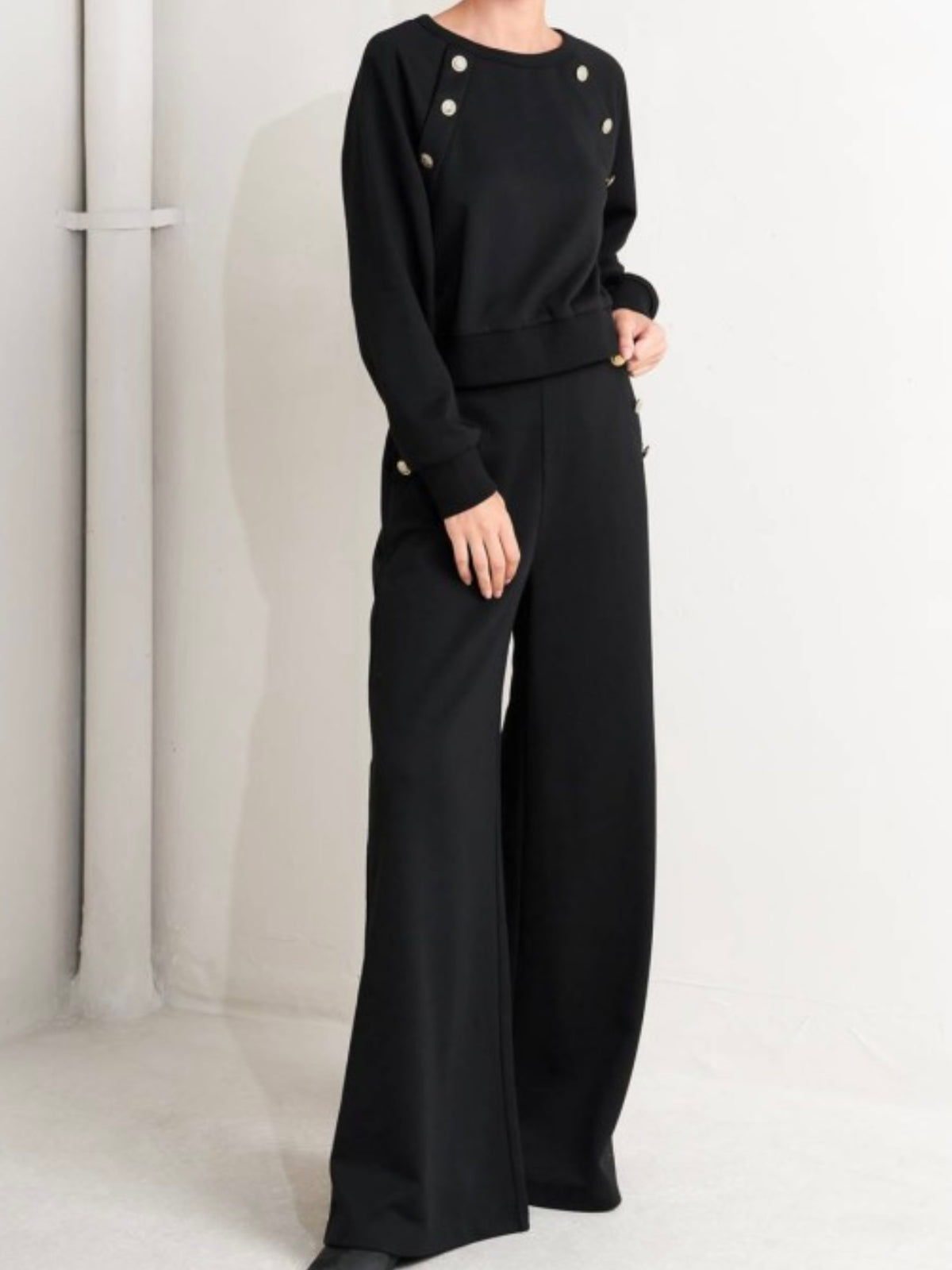 Beautiful Button Detail Knit Pant Set