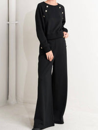 Beautiful Button Detail Knit Pant Set