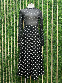 Long Sleeve Mesh Polka Dot Top