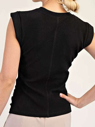 Round Neckline Gathered Top