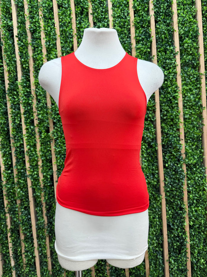 High Neck Smooth Lined Sleeveless Tank Top