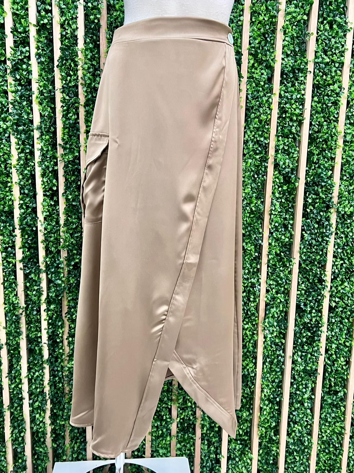 Satin Cargo Midi Skirt