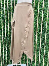 Satin Cargo Midi Skirt