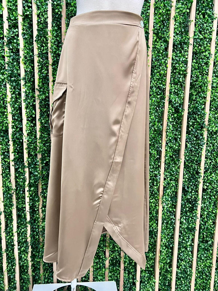 Satin Cargo Midi Skirt