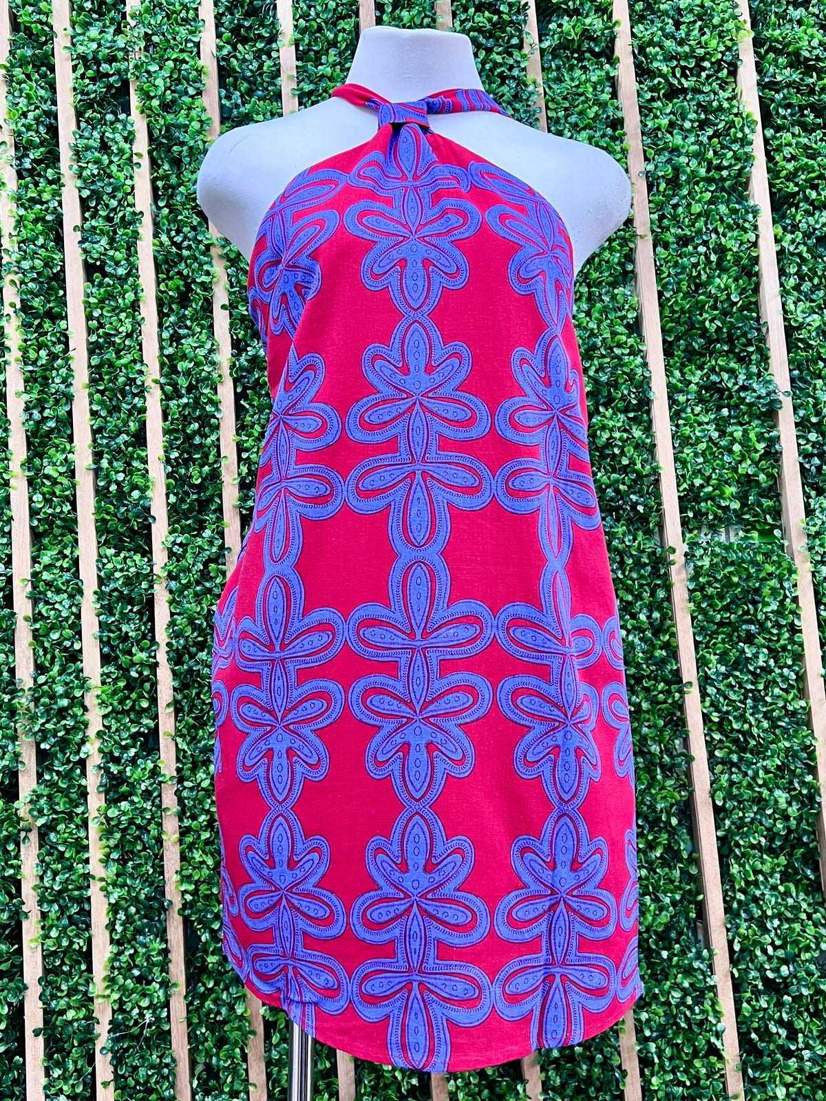 Beautiful Purple Red Print Halter Short Dres