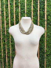 Ivory Multi Metallic Bead Boho Short Necklace