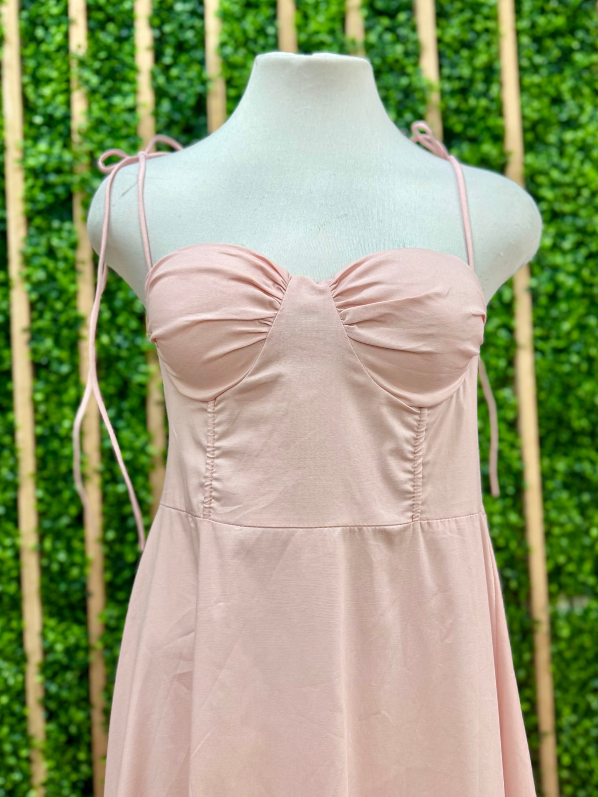Pink Fitted Bustier Maxi Dress