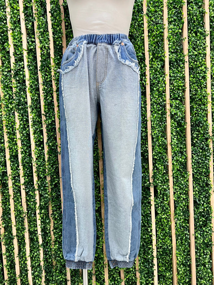 Distressed Denim Jogger