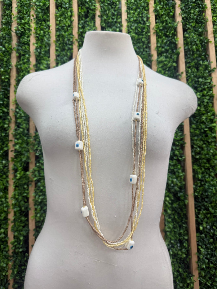 Greek Ceramic Eye Multi Bead Necklace