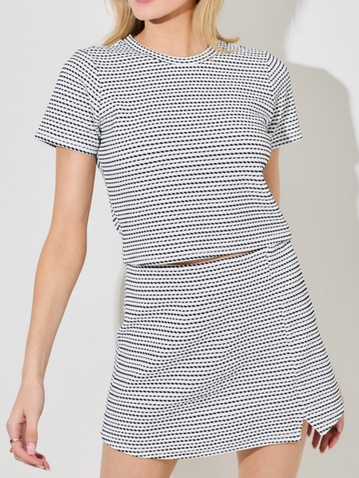 Ivory Navy Striped Dot Skort