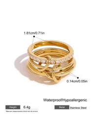 Stainless Steel Crystal Multi Layer Ring