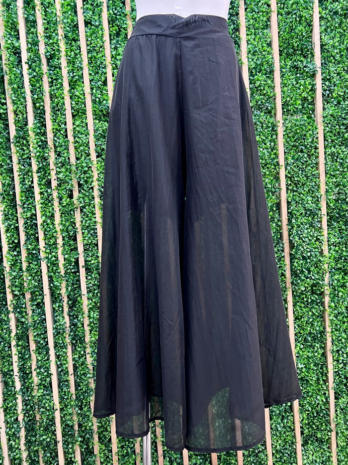 Black Wide Leg Sheer Palazzo
