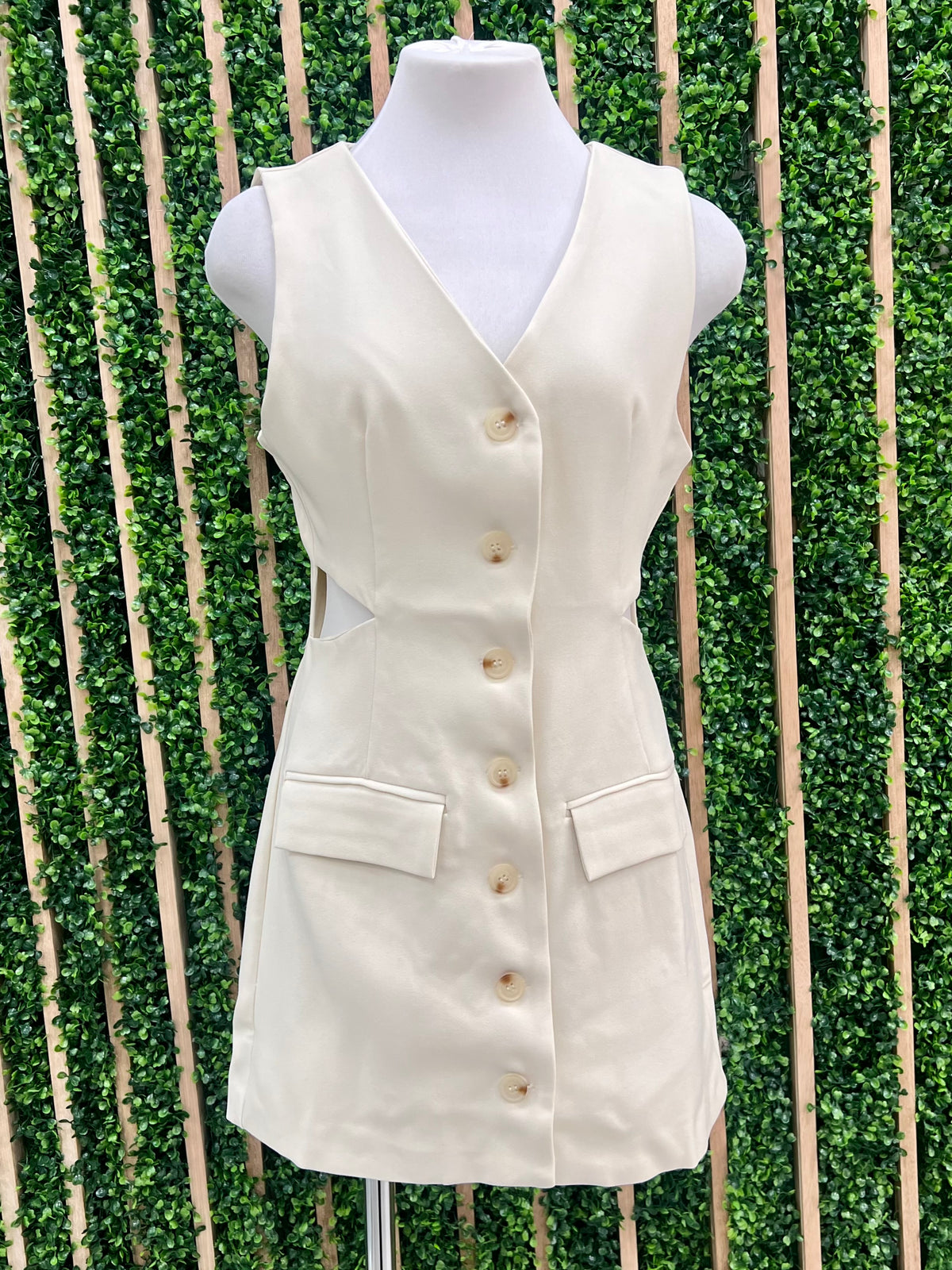 Cream Cutout Blazer Dress