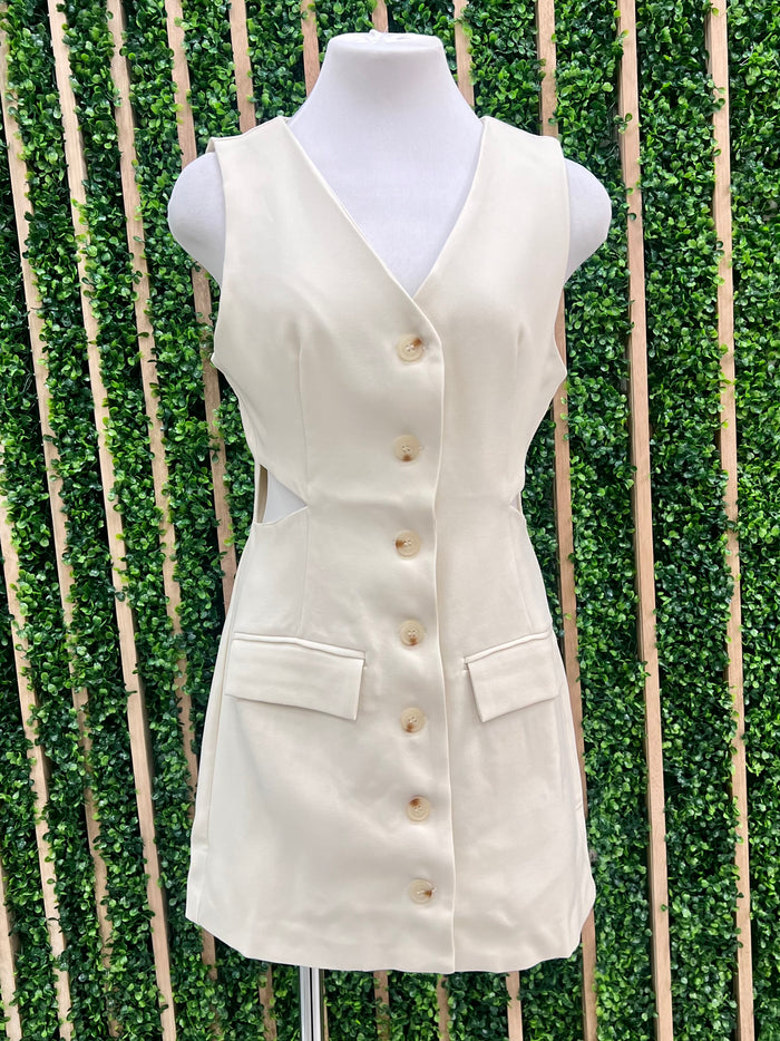 Cream Cutout Blazer Dress