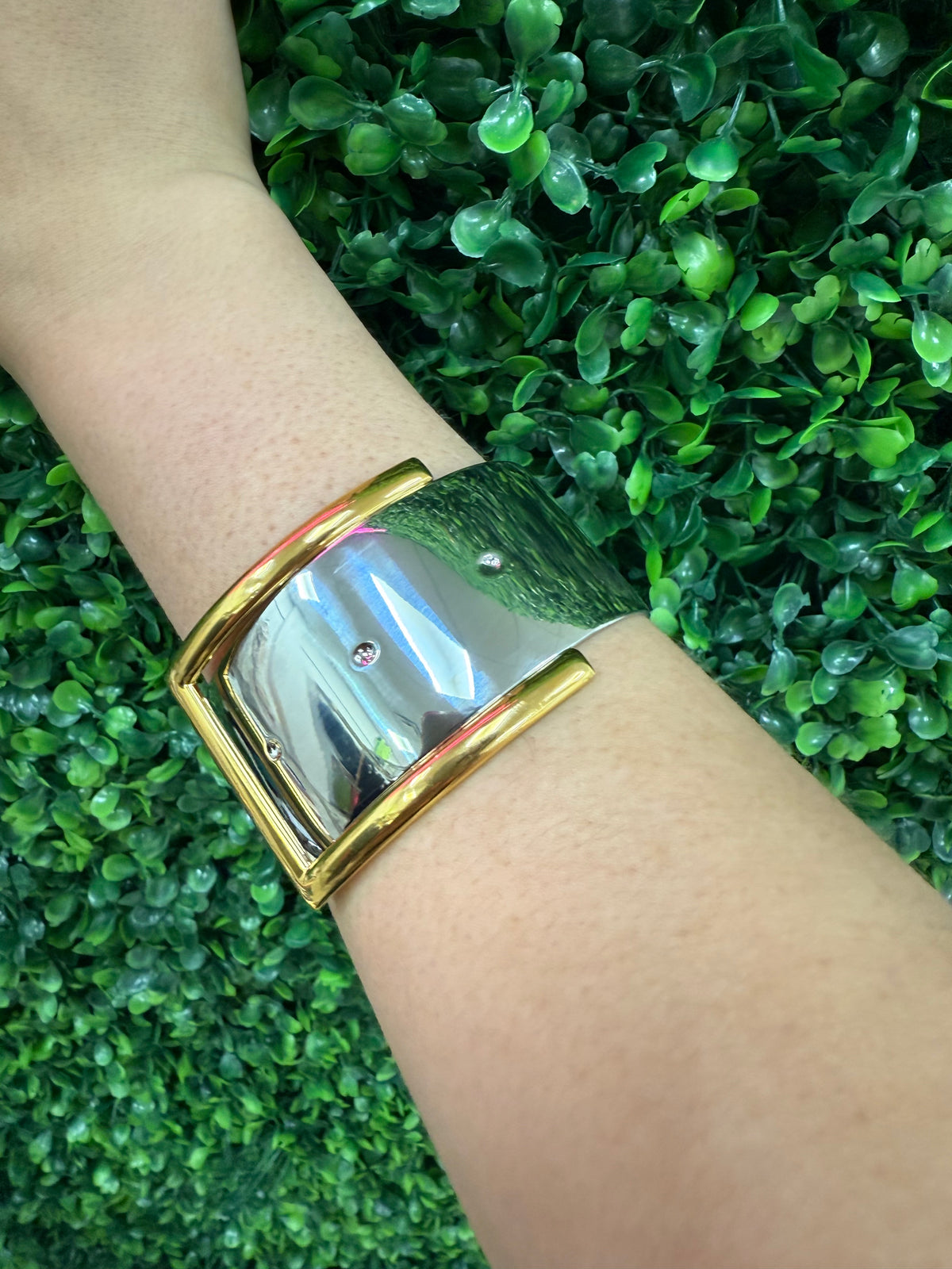 Stainless Steel Two Tone Buckle Cuff Bracelet