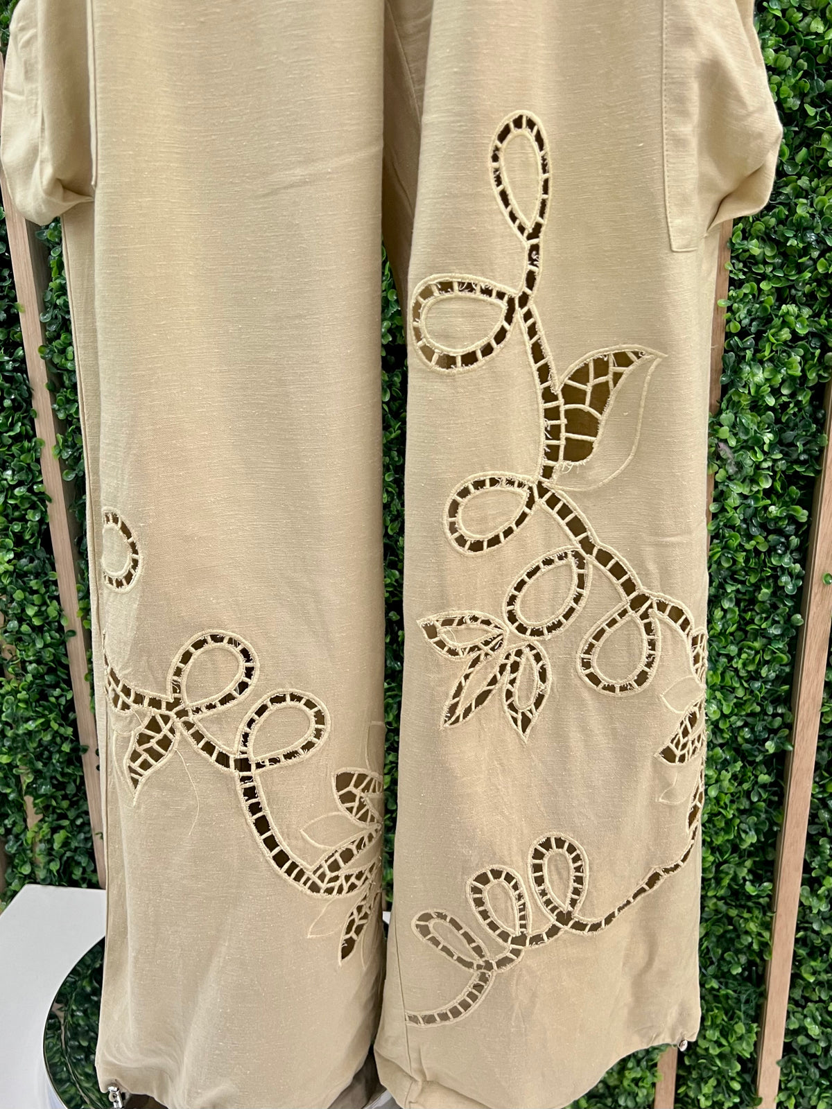 Sage Embroidered Linen Cargo Jogger