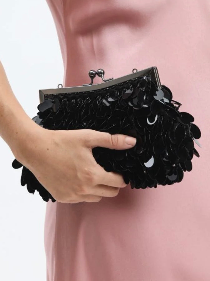 Black sequin clutch purse online