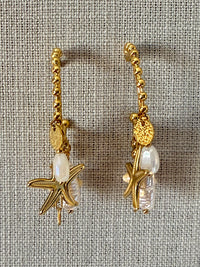 Stainless Steel Sea Charms Hoop Earrings