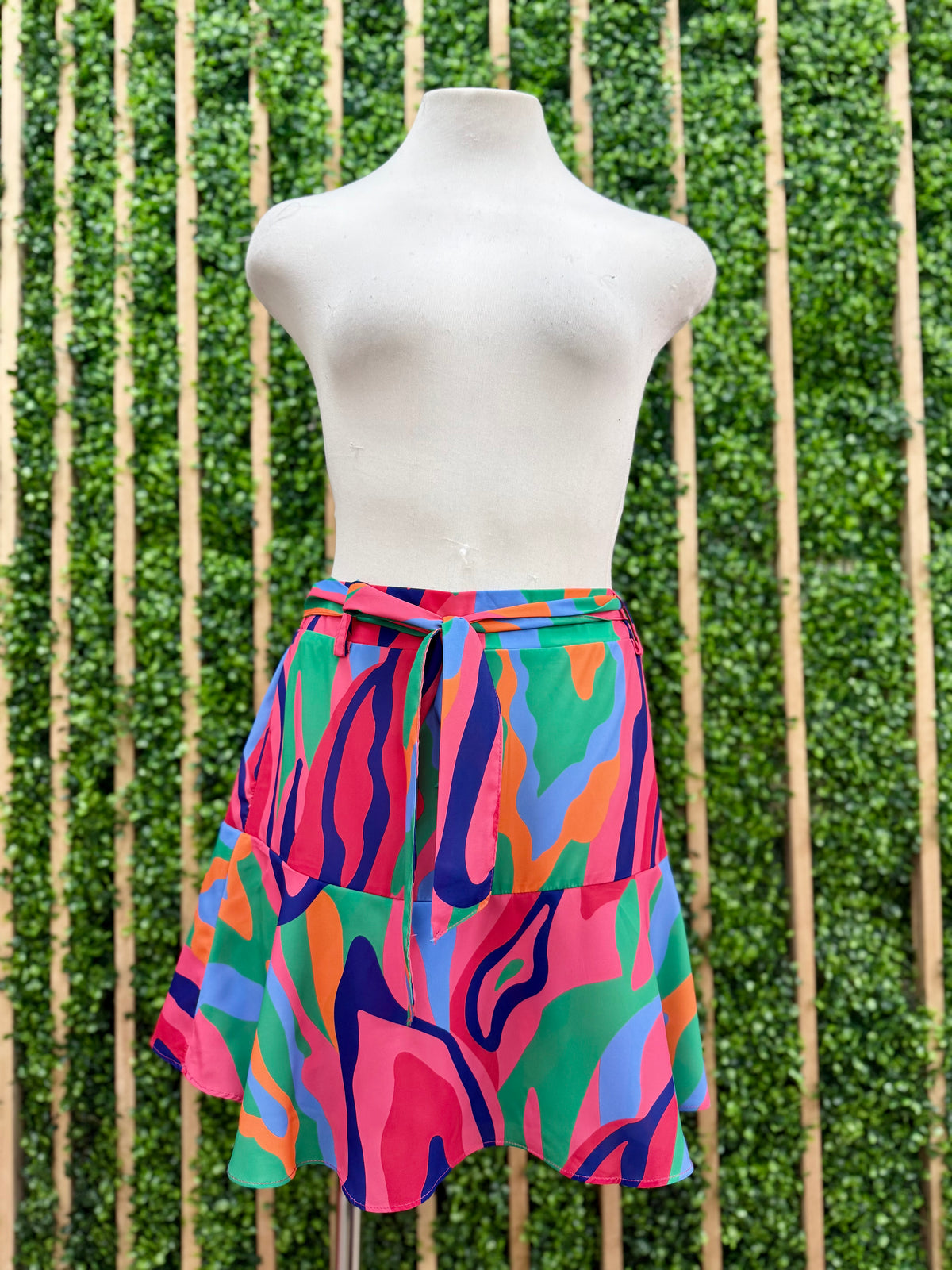 Fun Multi Abstract Print Skort