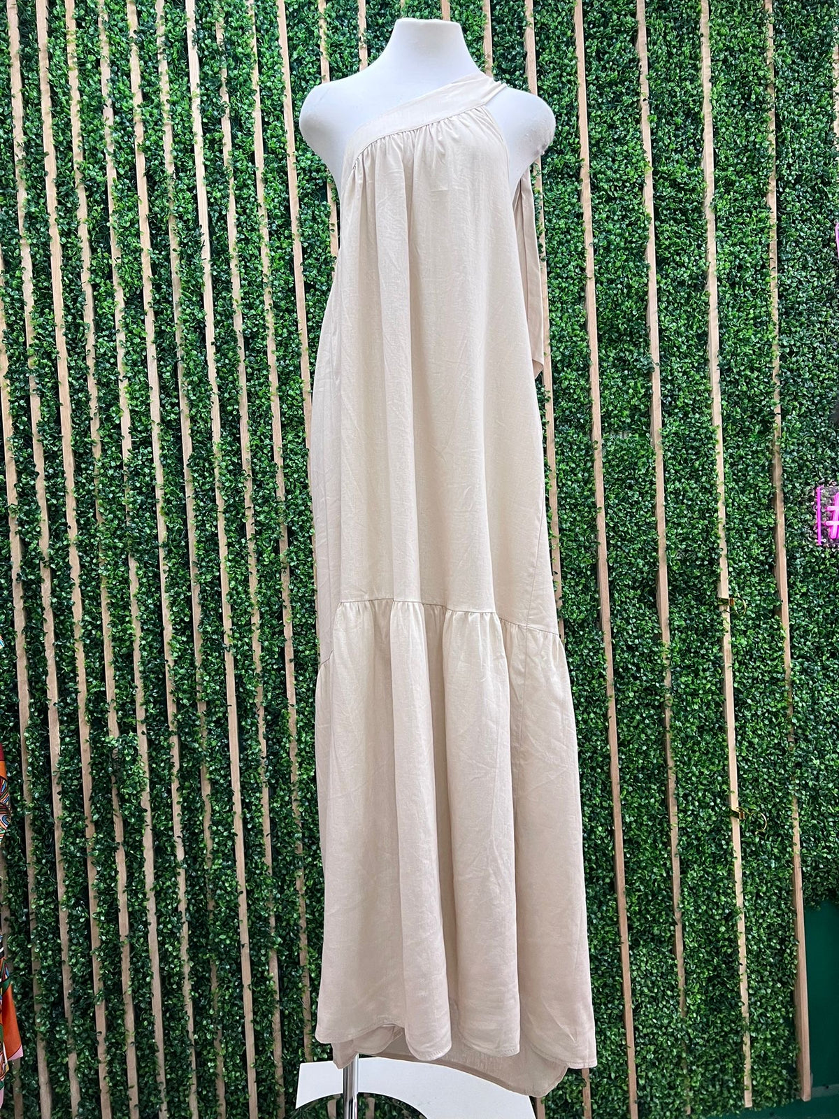 Vanilla One Shoulder Tiered Maxi Dress