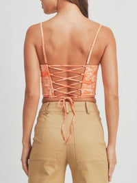Orange Swirl Strapless Top