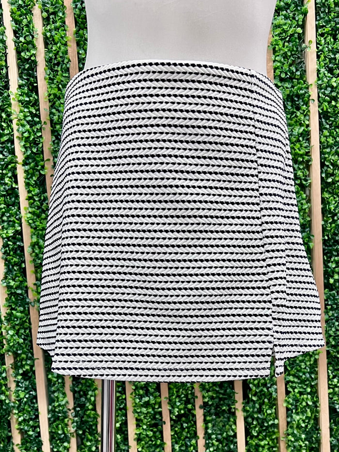 Ivory Navy Striped Dot Skort