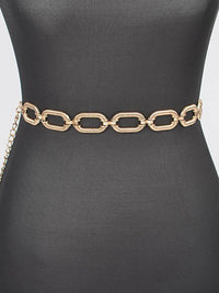 Textured Oval Metal Chain Belt