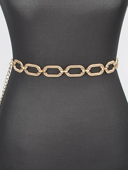 Textured Oval Metal Chain Belt