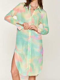 Mesh Tie Dye Button down Tunic