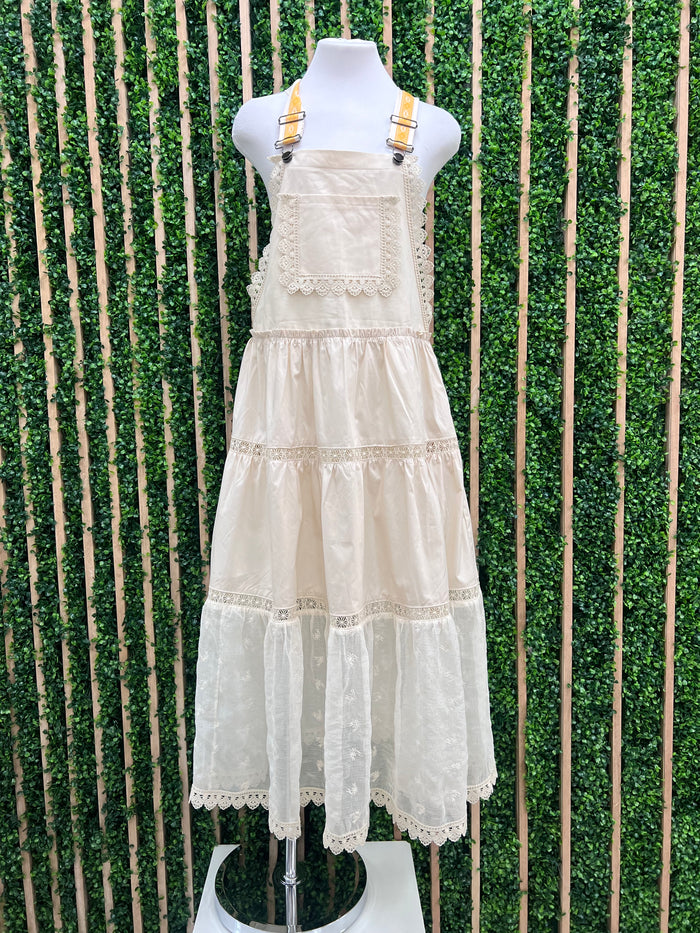 Lace Detail Tiered Overall Dress